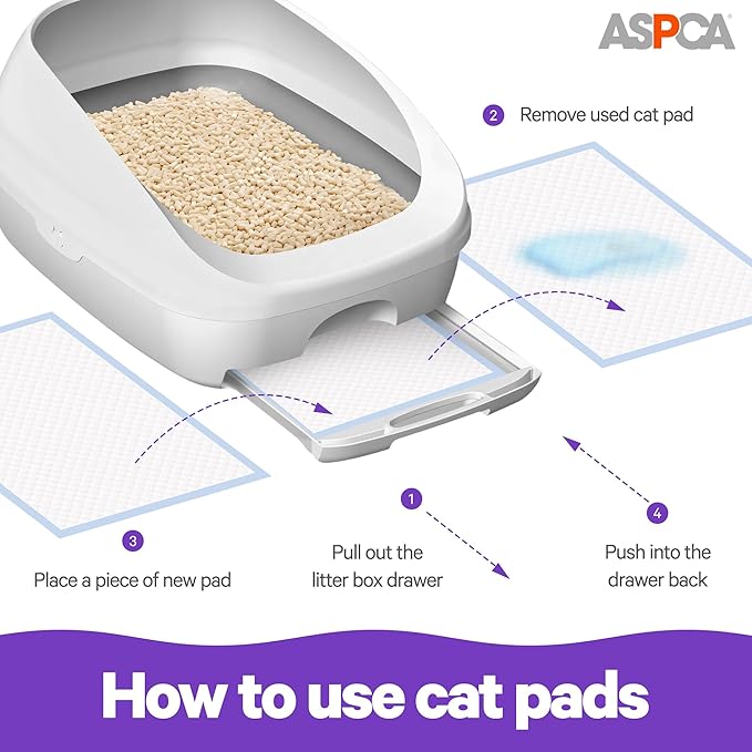 ASPCA Lemon Scented Cat Pad Refills for Litter Box System Size 16.9 x 11.4 Inch - Pack of 40