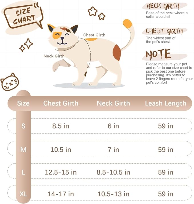 BINGPET Cat Harness and Leash Set Escape Proof for Walking,Step-in Harness with Lightweight Soft Breathable Mesh,Adjustable Easy Control Harness (Sunshine Citrine, L(Chest:12.5-16.5"))