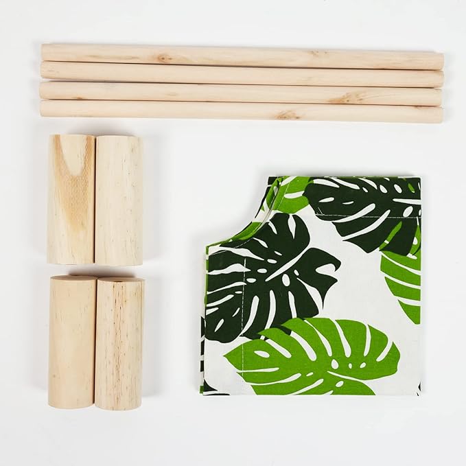 Patas Lague Cat and Dog Hammock Bed Small Dog Bed, Wooden Cat Elevated Cooling Outdoor Bed for All Seasons, Cat Beds for Indoor Cats, Cat Cots Furniture Pet Bed Puppy Bed(Monstera Leaf)