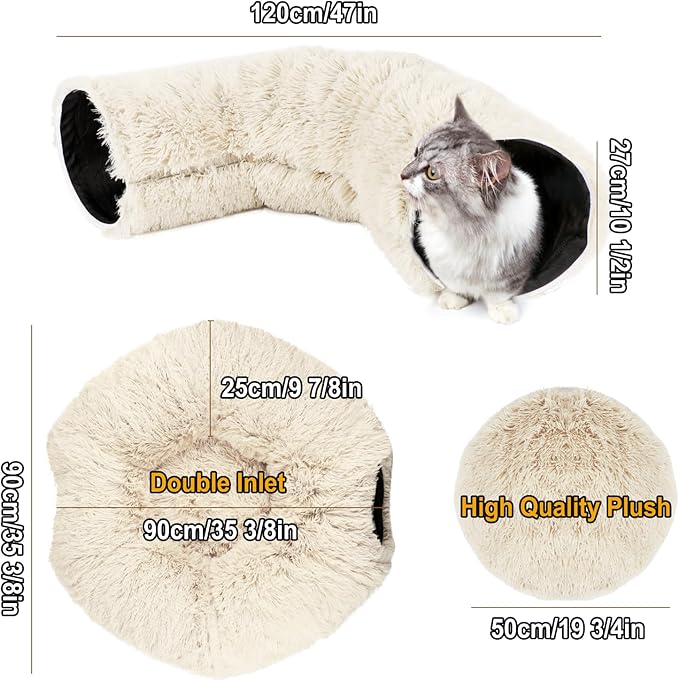 LifeIdeas Large Bed, Cat Tunnel Foldable Donut Tunnel with Fluffy Toy Balls and Washable Pads, Full for Kitten, Cat, Puppy, Ferret, Rabbit, Cat Tunnels for Indoor Cats