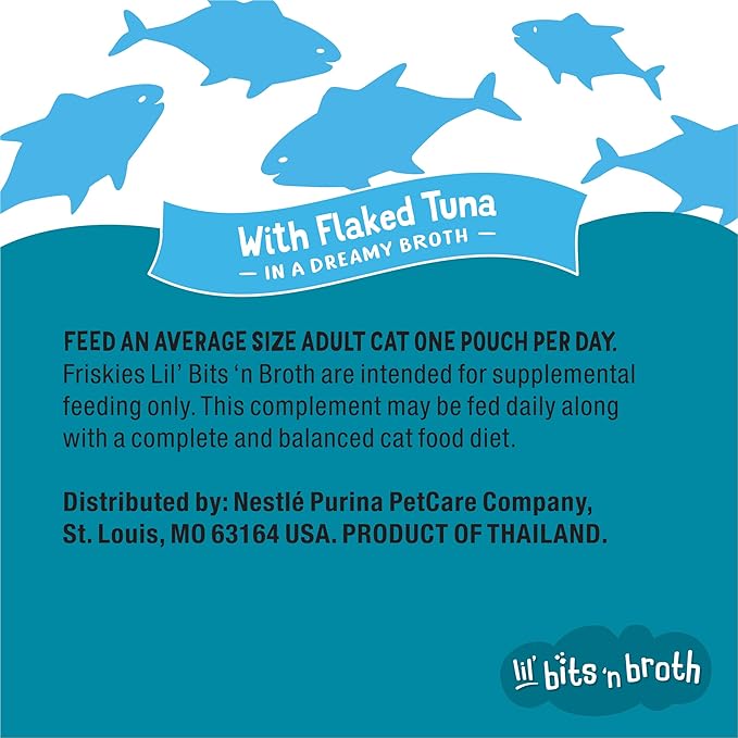 Purina Friskies Lickable Cat Food Toppers Bits ‘n Broth with Flaked Tuna in a Dreamy Broth - (Pack of 16) 1.2 oz. Pouches