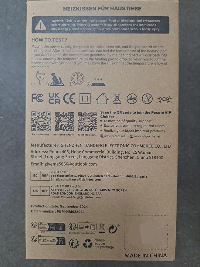 Pecute Pet Heating Pad, 6 Adjustable Temperature with Timer, Dog Heating Pads with Dual-Resistant Cable, Waterproof Layer, Cat Heating Pad, Electric Indoor Heating Pad for Dogs Cats, Heated Mat