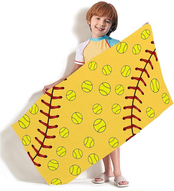 Bonsai Tree Softball Beach Towel, Yellow Microfiber Bath Towel for Women, Sand Free Quick Dry Travel Towels Softball for Women Yoga Sports Adults 30" X 60"