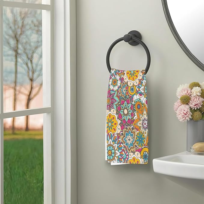 Vintage Turkish Flower Hand Towels for Bathroom,Boho Hand Bath Towels Soft Absorbent Dish Towels for Kitchen Bathroom Gym Beach Decorative Towels,Set of 2