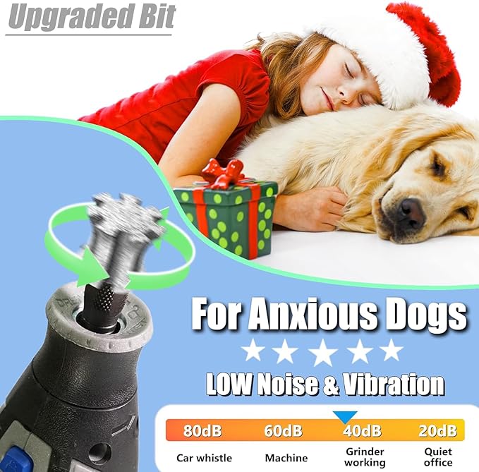 Fast Cooling Cat Dog Nail Grinder Tip Sawtooth Bit with Anti-Clogging, Diamond Pet Nail Grinder Wheel for Claw Care Grooming 1/8'' Dremel Sanding Drums Replacement for Anxious Dogs - SuperC 120# 2P