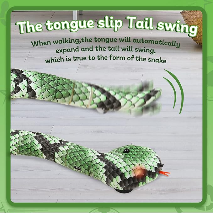 cat Toys Snake,Smart Sensing Snake cat Toy,Kitten Toys Interactive cat Toy,USB Rechargeable Electric Simulation Slithering Serpent-for Kids, Cats & Dogs,Game Play Toy