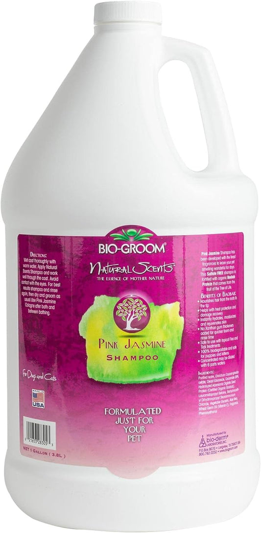 Bio-Groom Pink Jasmine Dog Shampoo - Natural Scent Pet Shampoo, Baobab Protein, Cat & Dog Bathing Supplies, Puppy Wash, Cruelty-Free, Made in USA, Quick Rinse Cat Shampoo - 1 Gallon