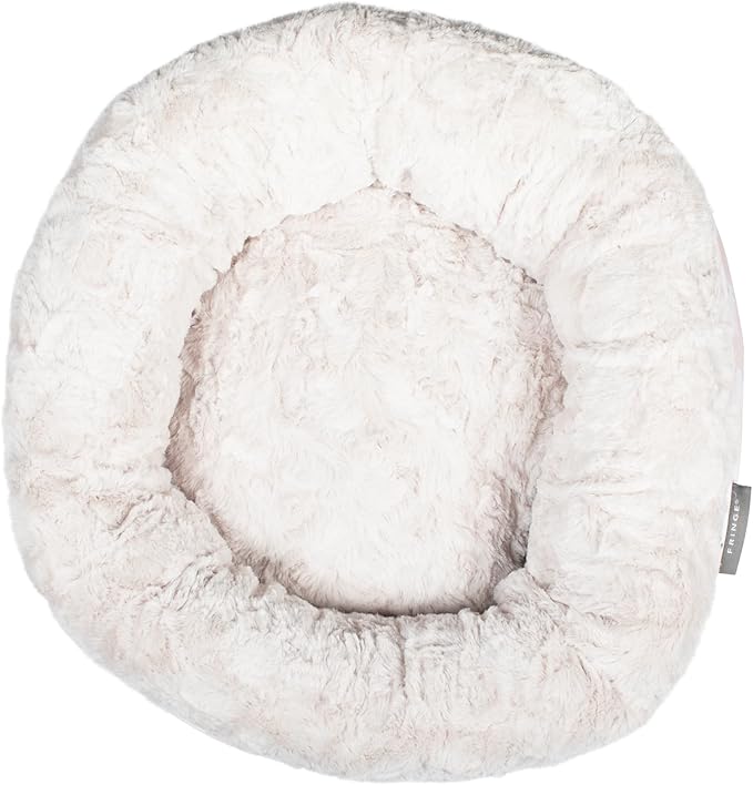 Fringe Studio Cat Bird Daisy Lite Peach Small Circle Pet Bed 18"- Poly Filled with Faux Fur Interior - Machine Washable
