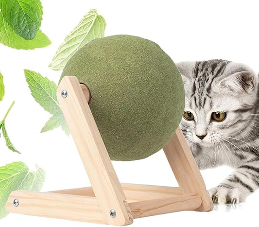 Cat Mint Ball Toy, Catnip Floor Ball Toy, Interactive Catnip Toy, Rotatable Catnip Roller Ball Floor Mount, Catnip Floor Toys with Enjoyable and Safe, Floor Catnip Roller for Cat Playing (Small)