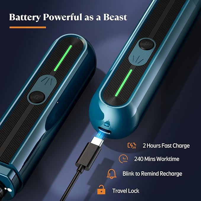 YABIFE 4-Lights Dog Nail Grinder, Easy Quick Locate Dog Nail Trimmers, for Puppy Paw Toenails or Pets from Small, Medium to Large, with Travel Lock, Whisper Quiet, Heavy Duty 3 Speeds