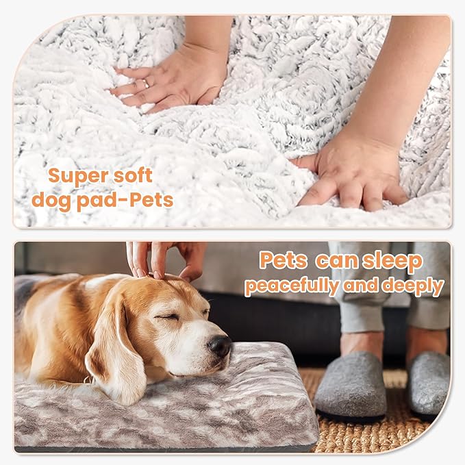 2 in 1 Dog Bed Crate Pad Mat Washable Reversible (Cool & Warm) Soft Fluffy Pet Kennel Beds for Large Medium Small Puppy Cat Sleeping Mattress Machine Wash Dog Cooling Mats (Dot Brown, 29"*21")