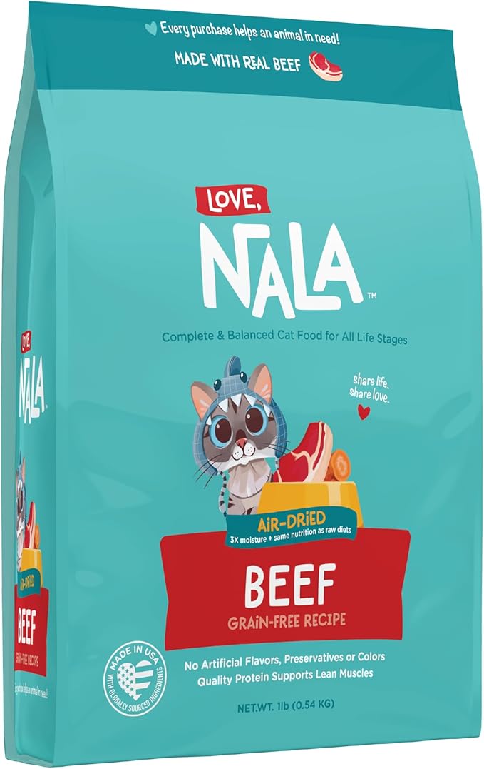 LOVE, NALA - Beef Air Dried Cat Food - Award Winning - Complete & Balanced Cat Food for All Life Stages- 1 Bag - 1 lb.