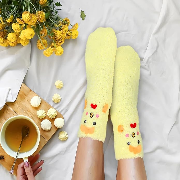 Benefeet Sox Cute Fuzzy Socks for Women Girls Fluffy Warm Cozy Novelty Slipper Socks Funny Animal Plush Sleeping Socks