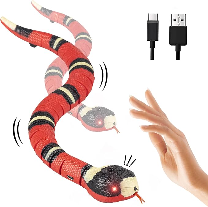 Cat Toys Electronic Smart Sensing Snake Toy for Pet Cat Toy Cat Interactive Toys with Sensing and Obstacle Avoidance Function USB Snake Toy Keep Cats Busy, Cat Toys