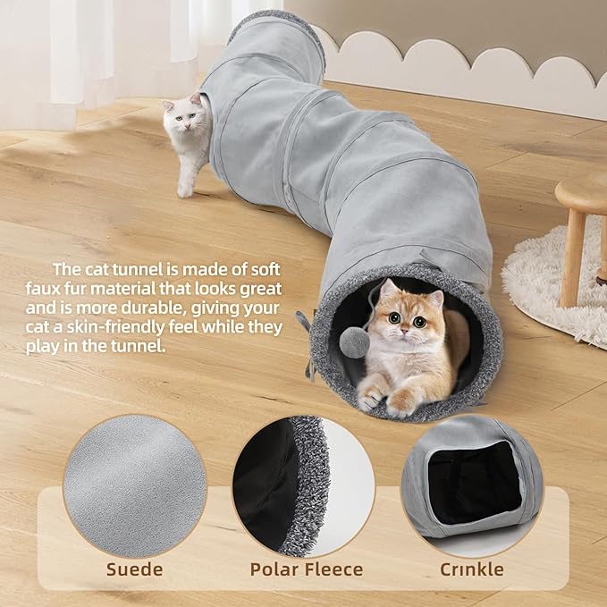 Cat Tunnel, Indoor Cat Toy, Roller Track Cat Toy, Collapsible S-Shaped Play Tube, 10.5 Inch Diameter Maze Cat House for Cats, Puppies, Rabbits, Ferrets, Cat Toy Set