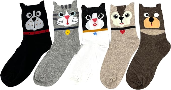 Bestjybt Women's Cat & Dog Socks - Cute Animal Socks for Holidays & Gifts
