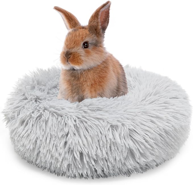 Bunny Bed Rabbit Hideout Large Soft & Comfortable Small Animal Bedding Cozy Bed Mat Warm Hideaway Cage Accessories for Guinea Pig Light Grey