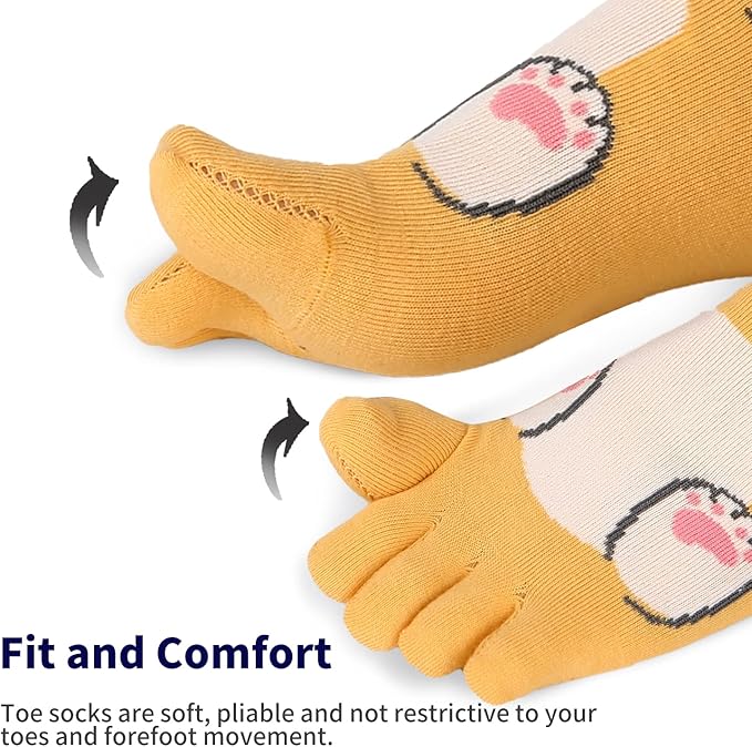 Benefeet Sox Funny Toe Socks Women Five Finger Socks Girls Cute Toe Seperated Cotton Socks Running Athletic Christmas Gifts
