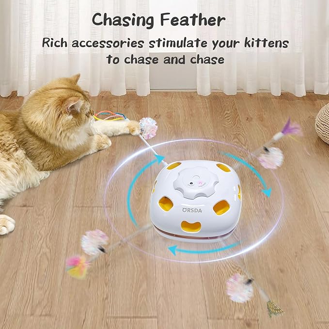 ORSDA 14Pcs Cat Feather Toys Replacement Interactive Kitten Toys for Indoor Cats with Mylar Crinkle Balls Multicolor Pack for Indoor Exercise