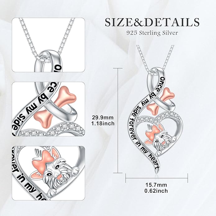 925 Sterling Sliver Yorkshire/Corgi/Labrador/Pug/Bulldog/Paw Print/Cross Necklace Cute Puppy Dog Necklace Jewelry Birthday Gifts for Women Girls Dog Lovers