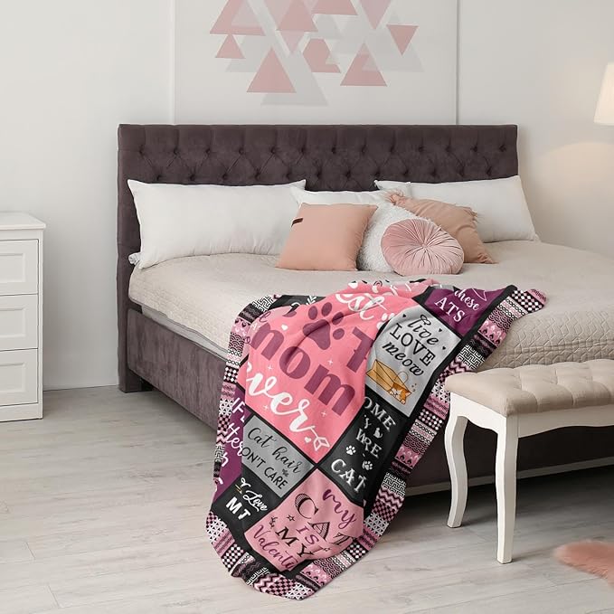 Cat Mom Gifts for Women Blanket 60"x50", Cat Lover Gifts for Women, Funny Cat Gifts for Cat Lovers Women, Gifts for Cat Lovers for Women, Cat Themed Gifts, Cat Lady Gifts, Cat Gift Ideas
