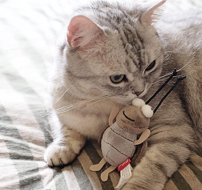 Gigwi Interactive Cricket Cat Toy, Automatic Cricket Squeaky Cat Toys, Play and Squeak Electronic Cricket Toy for Cats Kitten Indoor