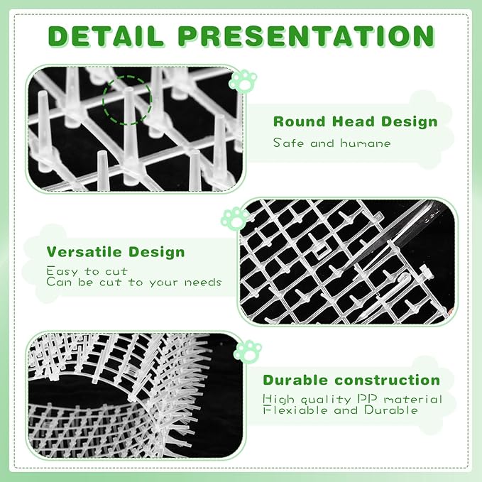 Sanwuta 2 Pcs 26.3 ft Cat Spike Mat Outdoor Cat Deterrent Mat with Spikes Prickle Strips Indoor Dog Digging Deterrent Anti Cats Network Cat Spikes with 10 Staples for Garden Fence (White)