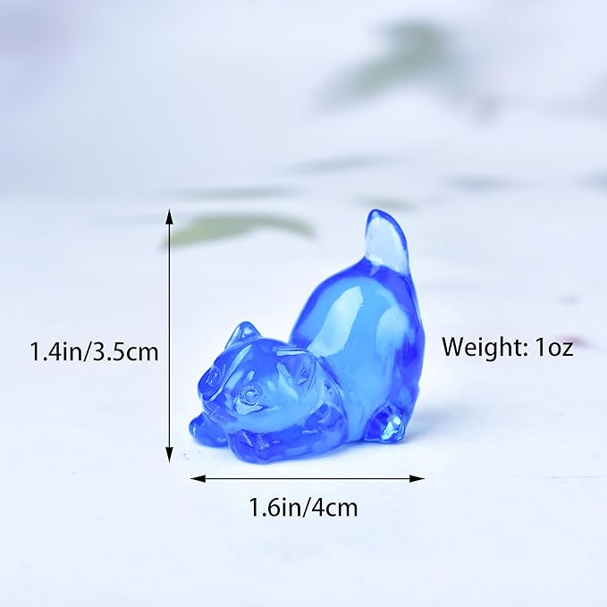 Blue Opal Cat Crystal Statue Healing Crystal Reiki Meditation Pocket Gem Guardian Sculpture Home Study Table Desk Decor Collection Gift for Loved Ones