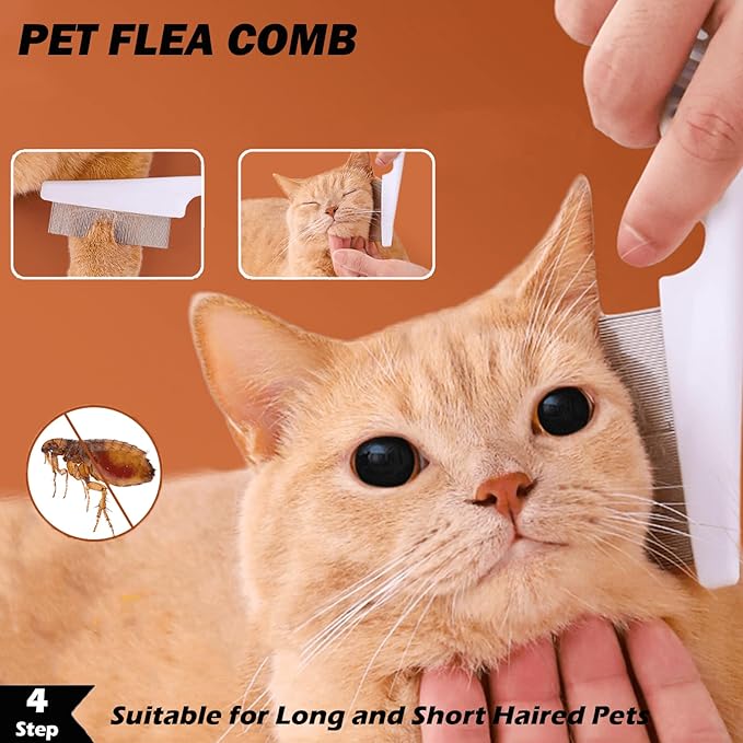 Cat & Dog Grooming Kit, Dog Hair Brush for Shedding - Includes Steam Brush, Undercoat Rake, Bath Brush, Flea Comb, Massage brush - Fur Dematting Tool