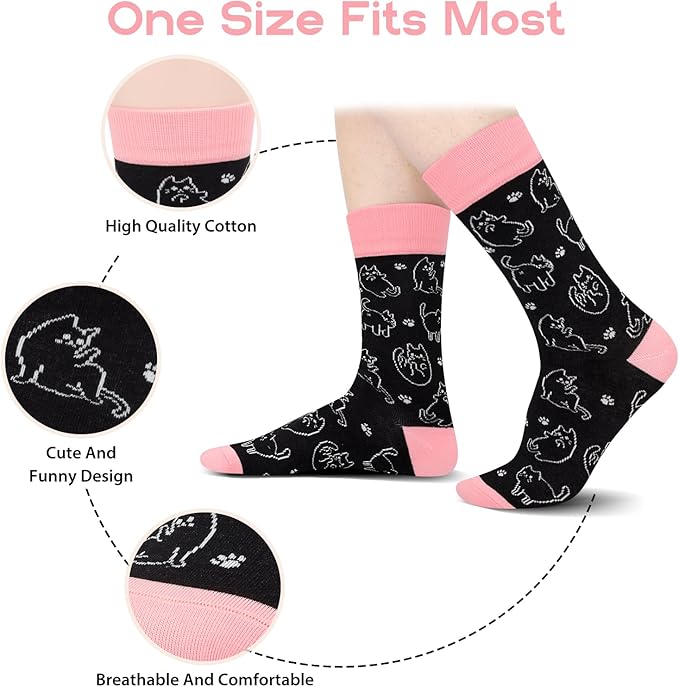 AGRIMONY Funny Cat Dog Socks for Women Teen Girls-Animal Novelty Cute Socks-Mothers Day Cat Dog Mom Gifts Stocking Stuffers