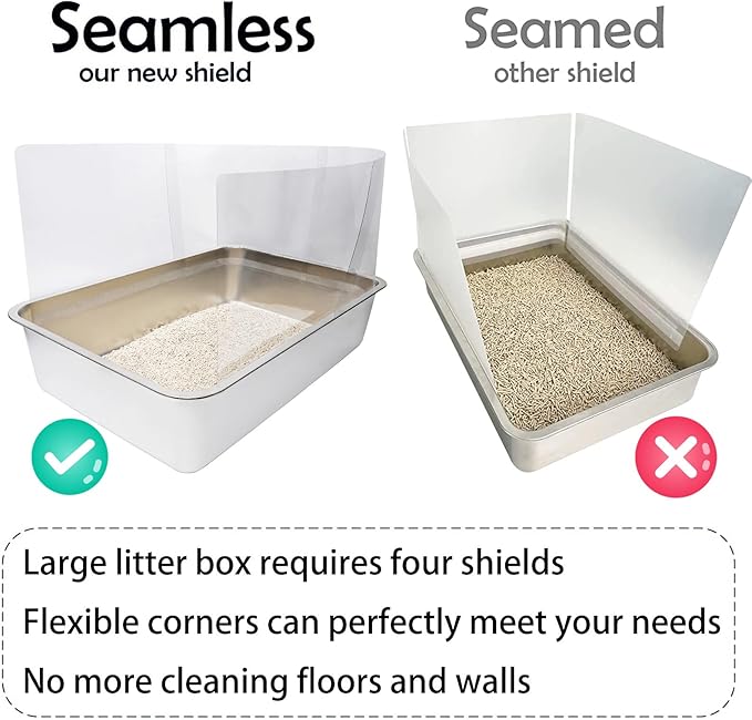 9Pcs Cat Litter Box Pee Shields,Transparent Easy Clean Litter Box Splash Guard for Open Top Litter Pan 14.5×11.5in- Litter Box Not Included