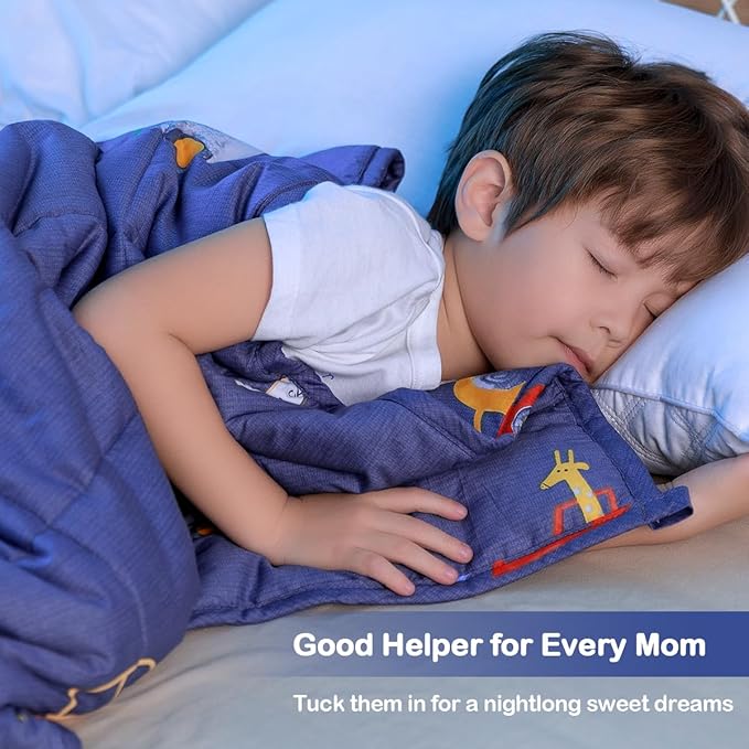 Sivio Weighted Blanket - 100% Cotton Heavy Blanket 3lbs, 36 x 48 inches, Breathable Soft Throw Blanket for Calm Sleeping for Home and School Nap, Blue Car