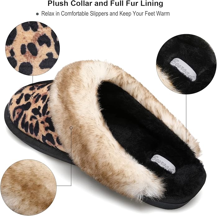 Besroad Winter Fuzzy House Slippers Sandals Plush Faux Fur Fluffy Flats Slippers Warm Slide Shoes for Women