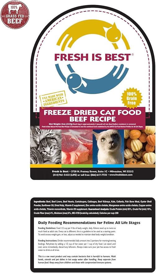 Fresh Is Best - Freeze Dried Raw Cat Food - Beef, 8 Ounces