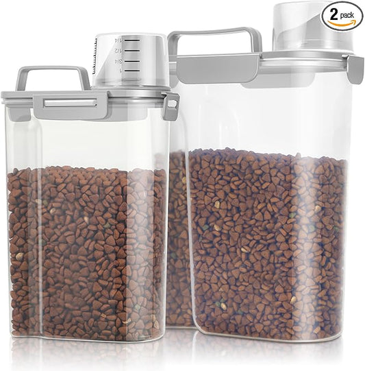 TBMax Pet Food Storage Containers 2 Pack 8-10 Lbs Airtight Dog Food Container Dispenser with Large Spout & Portable Handle, Travel Dog Treat Cat Food Storage Bin Bird Seed Container