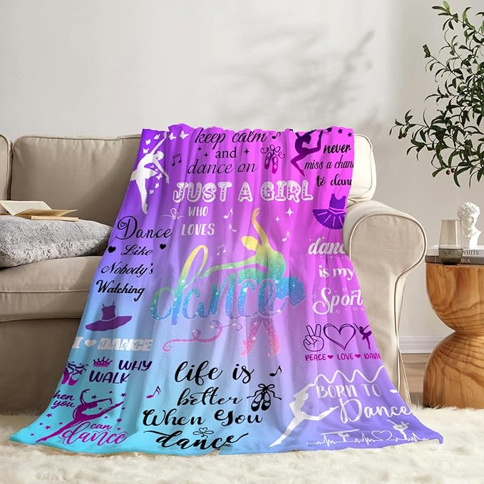 Dance Gifts for Girls Dancer Blanket Soft Flannel Dancers Merch Throw Blanket for Dance Lovers Team Dancing Gifts Stuff 50"x40"