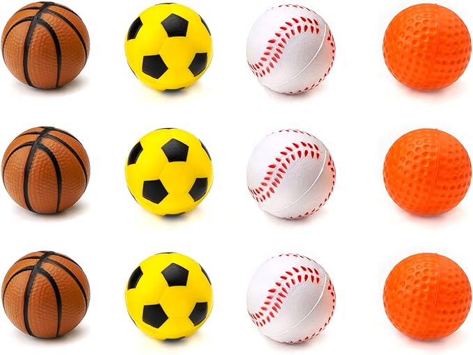 CHIWAVA 12 Pack 1.6 Inch Soft Rubber Foam Cat Toy Ball Sponge Sport Balls Kitten Interactive Toy Assorted Color