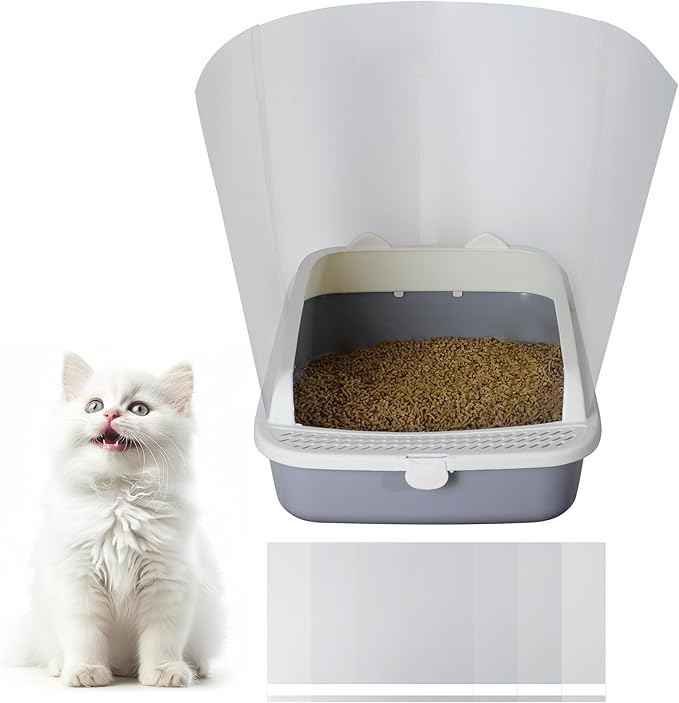 4 Pcs Cat Litter Box Pee Shields ，Litter Box Shield Easy to Clean，Suitable for Open Litter Boxes，Say Goodbye to Messes and Odors in Your Home，Litter Box Not Included