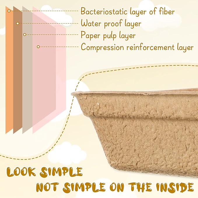 12 Pieces Disposable Litter Boxes for Cats Degradable Paper Cat Litter Tray Waterproof Portable 2 in 1 Kitten Litter Box for Cat, Small Animals, for Home Car Travel Pet Shop, 16.7 x 12.8 x 4.1 Inch
