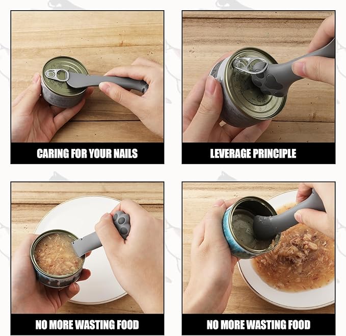 BOXOB 2pcs Pet Food Can Spoon, Silicone Dog Food Can Opener Cute Dog Cat Paw Scoop for Wet Food Pet Can Spatula Multifunctional Mixing Spoon for Cat Dog Wet Dry Canned Food Pet Supplies (White, Grey)