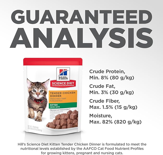 Hill's Science Diet Kitten, Kitten Premium Nutrition, Wet Cat Food, Chicken Stew, 2.8 oz Pouch, Case of 24