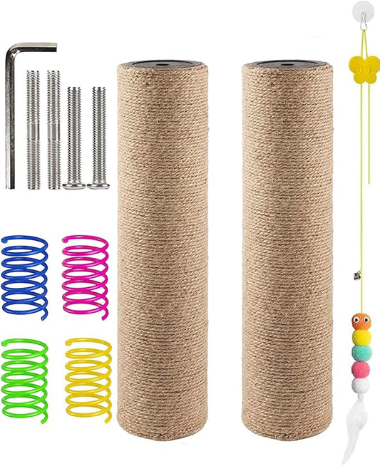 BNOSDM 2 Pcs M8 Cat Scratching Post Replacement Poles 11.8 x 2.75 in Cat Tree Tower Scratch Ropes Refill Sisal Pole Part for Refurbishment Hemp Grey