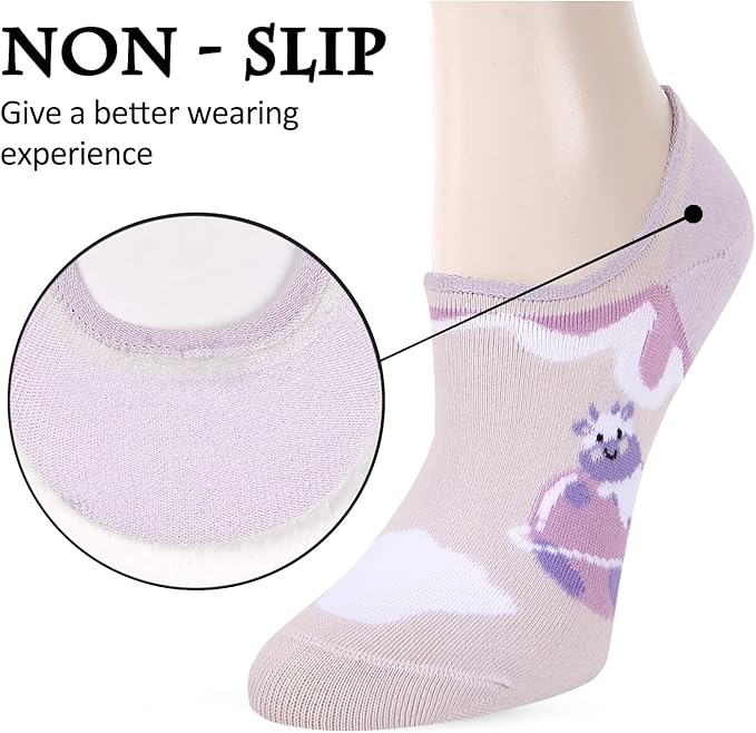 Benefeet Sox Womens Girls Cute No Show Liner Socks Non Slip Funny Patterned Low Cut Socks Novelty Cotton Loafer Footies Sock