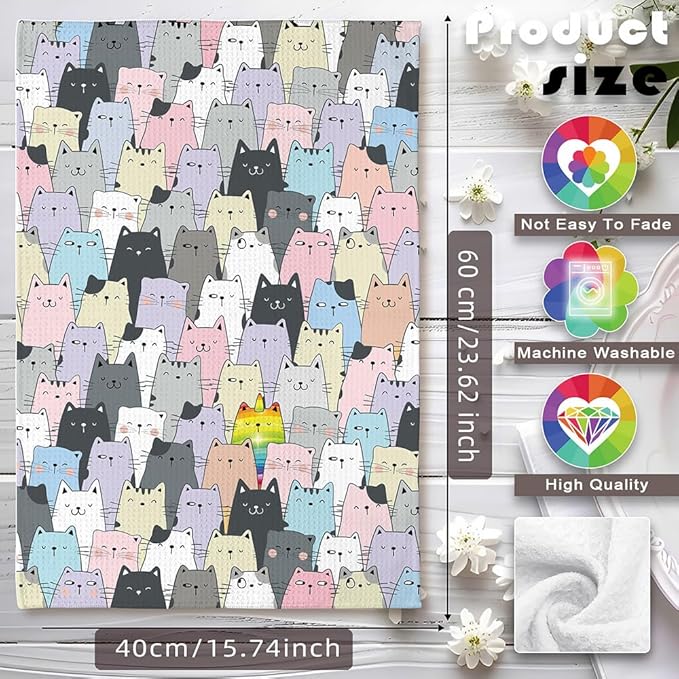 Unicorn Towel,Cat Towels,Cat Dish Towels,Cat Hand Towel,Cat Kitchen Towels,Gifts For Cat Lovers for Women,Cute Dish Towels for Kitchen,Cat Kitchen Accessories,Cat Gifts for Women-To You Who Are Unique