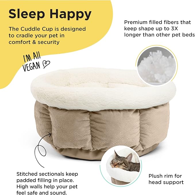 Best Friends by Sheri Cuddle Cup Ilan Cozy Microfiber Cat and Dog Bed in Standard Wheat