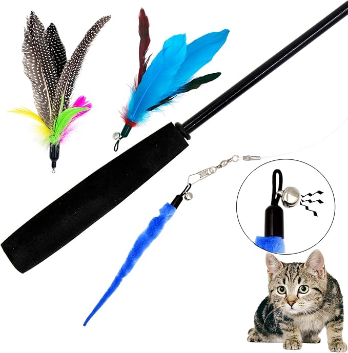Cat Feather Toys Refills Cat Wand Replacement Feathers, 10 PCS Feather Cat Toy Refills, Cat Toy Wand Attachments Feathers for Cat Toys