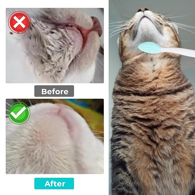 4Pcs Cat Acne Chin Treatment, Black Seed Brush Soft Silicone Cat Grooming Scraper Brush, for Cats Chin Acne & Blackhead Exfoliation, Double-sided Cat Brush