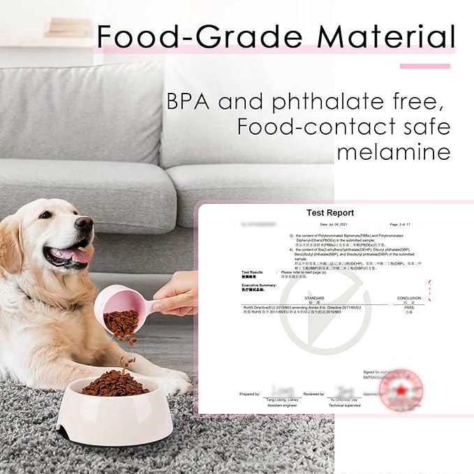 SUPERDESIGN 1 Cup Dog Food Scoop for Container Melamine Measuring Scoop for Dogs Cats Birds and Rabbits Pet Food Feeding Scoop Dishwasher Safe - Baby Pink