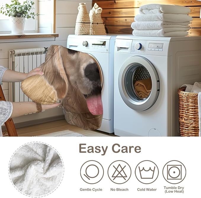 Sleepwish Sherpa Fleece Blanket Golden Retriever Plush Throw Blanket Warm Fuzzy Dog Blanket for Couch Sofa Bed, Queen (90" X 90")
