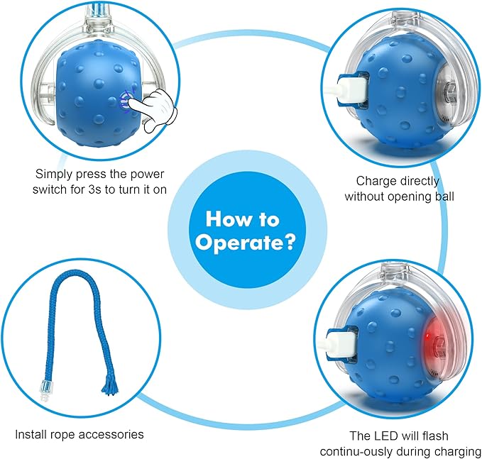 Cat Toys Ball for Indoor Cats - Interactive Automatic Cat Ball Toy | Fast Rolling & Motion Activated Chirping | Hide and Seek Mouse Catching Game | Stimulates Hunting Instincts (Blue)